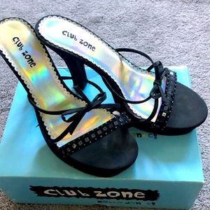 Cute open toe black high heels